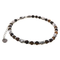 Pulsera Mineral OJO DE TIGRE separadores acero - 5