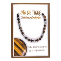 Pulsera Mineral OJO DE TIGRE separadores acero - 5