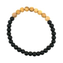 Pulsera Mineral Obsidiana con Palo Santo 6MM - 7