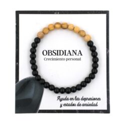 Pulsera Mineral Obsidiana con Palo Santo 6MM - 7