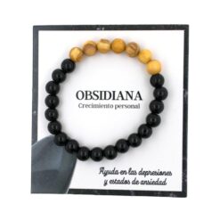 Pulsera Mineral Obsidiana con Palo Santo 8MM REF 8
