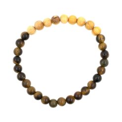 Pulsera Mineral Ojo de Tigre con Palo Santo 6MM -7