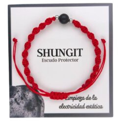 Pulsera Mineral Shungit de macrame hilo rojo - 3