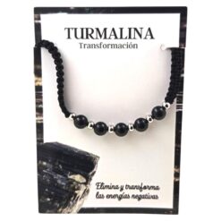 Pulsera Mineral Tejida Hilo Negro - TURMALINA - 3