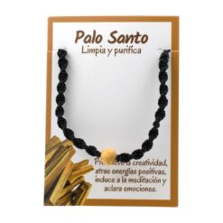 Pulsera Tejida Negra con bola de Palo Sano REF 3