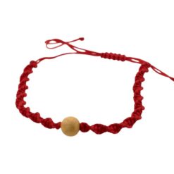 Pulsera Tejida Roja con bola de Palo Santo REF  3