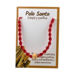 Pulsera Tejida Roja con bola de Palo Santo REF 3