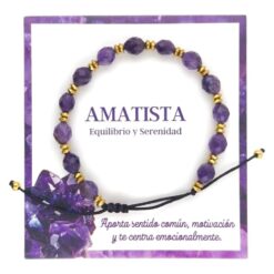 Pulsera mineral Facetado AMATISTA ajustable - 9