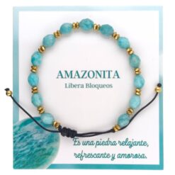 Pulsera mineral Facetado AMAZONITA ajustable - 9