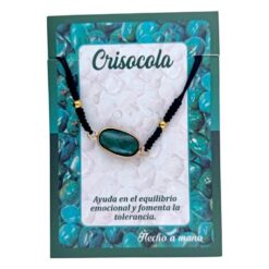 Pulsera mineral ovalada CRISOCOLA hilo negro - 9