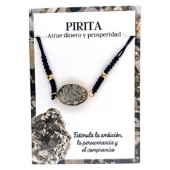 Pulsera mineral ovalada PIRITA hilo negro - 9