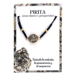 Pulsera mineral redonda PIRITA hilo negro - 8