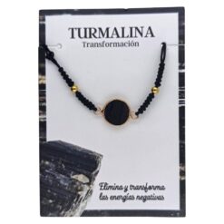 Pulsera mineral redonda TURMALINA hilo negro - 8