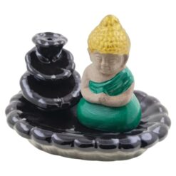 Quemador incienso ceramica de Reflujo Buda Verde