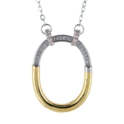 Colgante Acero Cerradura Ovalada bicolor circonita