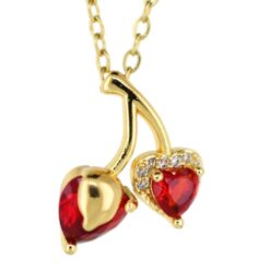 Colgante Acero Dorado Cerezas circonitas mod 02