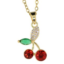 Colgante Acero Dorado Cerezas circonitas mod 03