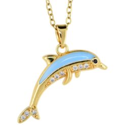 Colgante Acero Dorado Delfín circonitas