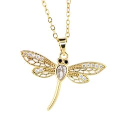 Colgante Acero Dorado Libelula con circonitas