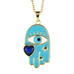 Colgante Acero Dorado Mano de Fátima Corazón circo