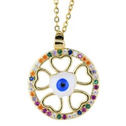 Colgante Acero Dorado Ojo Turco Corazones circonit