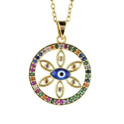 Colgante Acero Dorado Ojo Turco en forma de Flor c