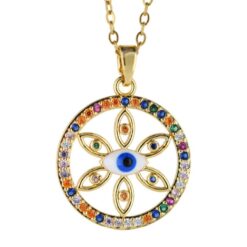 Colgante Acero Dorado Ojos con circonitas