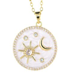 Colgante Acero Dorado Sol Luna y Estrellas circon