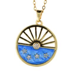 Colgante Acero Dorado Sol y Estrellas circonitas