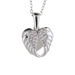 Colgante Acero Plateado Alas Corazón Pequeño Circo