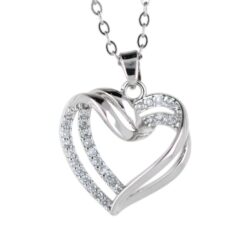 Colgante Acero Plateado Corazón entrelazado circon
