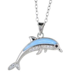 Colgante Acero Plateado Delfín circonitas