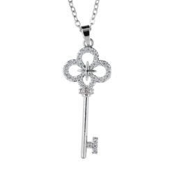 Colgante Acero Plateado Llave con circonitas