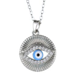 Colgante Acero Plateado Ojo Turco con circonitas