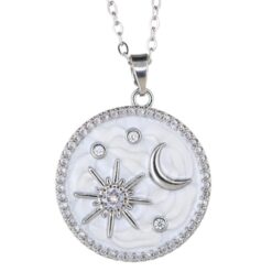 Colgante Acero Plateado Sol Luna y Estrellas circ