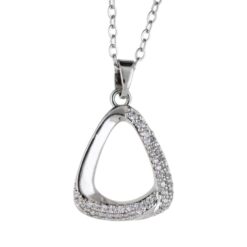 Colgante Acero Plateado Triangulo con circonitas