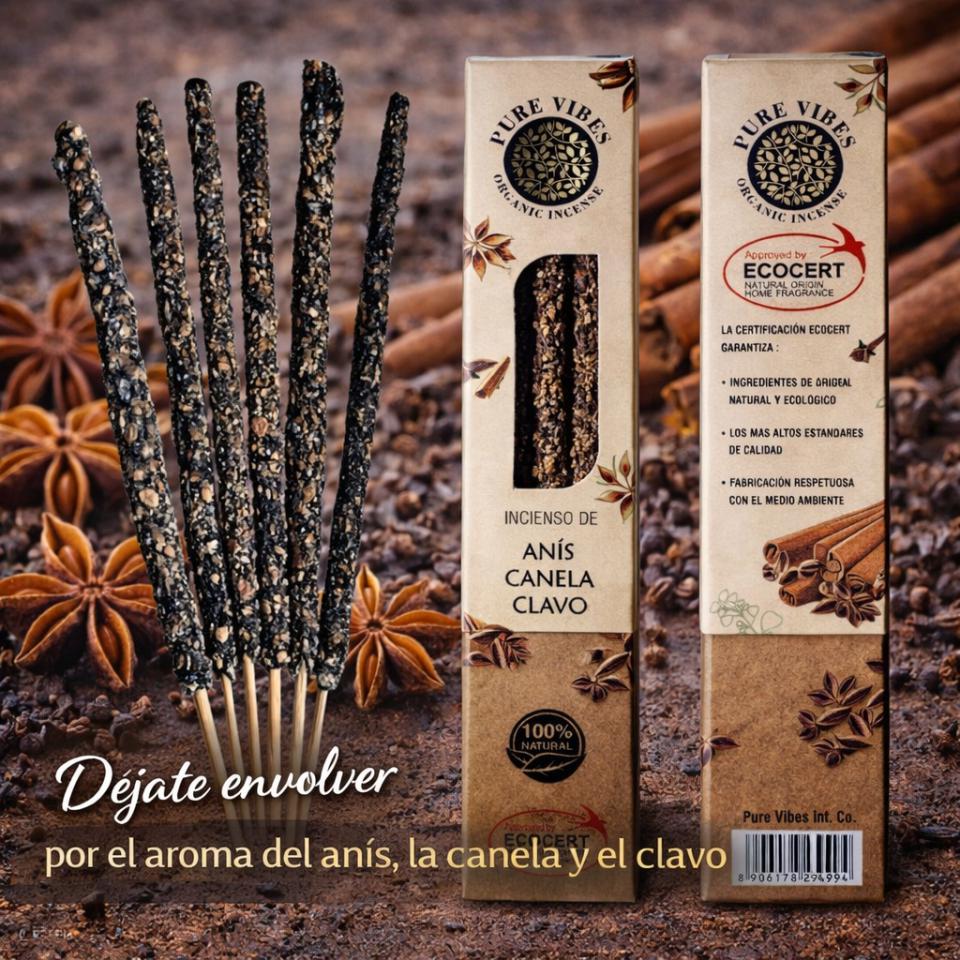 Incienso orgánico Pure Vibes ANÍS - CANELA - CLAVO