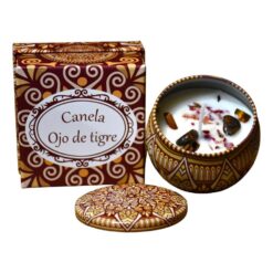 Vela lata Grande aroma Canela con Ojo de Tigre