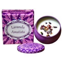 Vela lata Grande aroma Lavanda con Amatista