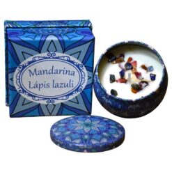 Vela lata Grande aroma Mandarina con Lapislazuli