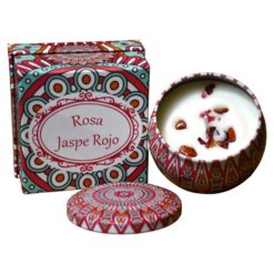 Vela lata Grande aroma Rosa con Jaspe Rojo