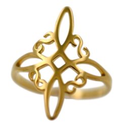 Anillo Acero Dorado Nudo de Brujas ajustable - 4