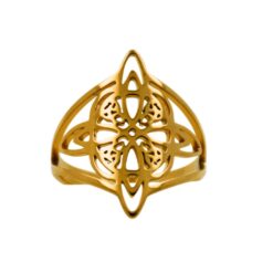 Anillo Acero Dorado Nudo de Brujas ajustable REF 4