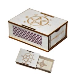 Caja cerillas grabada madera ESTRELLA / FASES LUNA