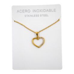 Colgante Acero Dorado Corazón con Circonitas - 4