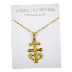 Colgante Acero Dorado Cruz de Caravaca - 4