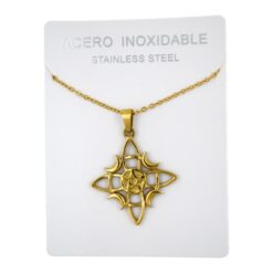 Colgante Acero Dorado Nudo de Brujas con Lunas - 5