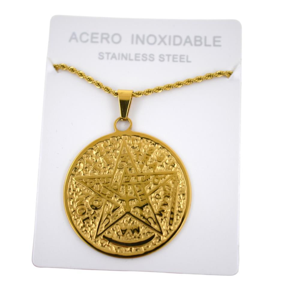 Colgante Acero Dorado Tetragramaton cordón - 6
