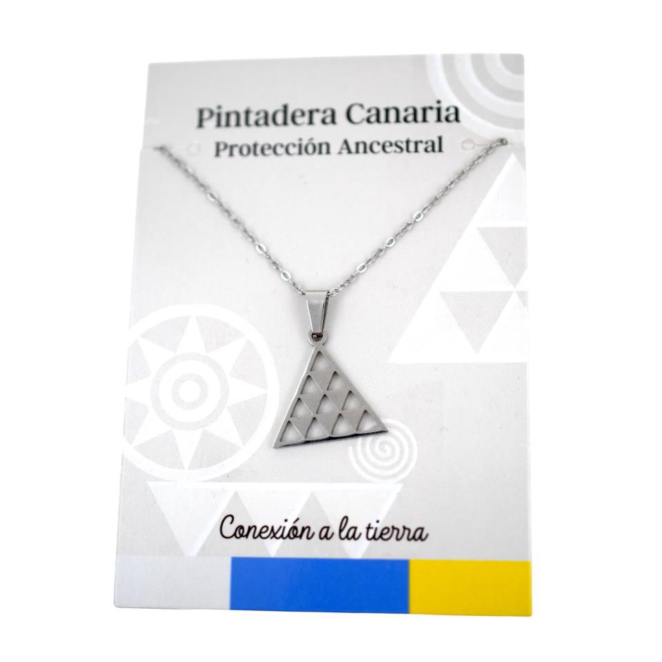 Colgante Acero Plata Pintadera Canaria Triangulo 4