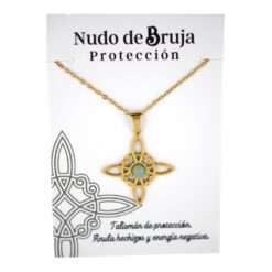 Colgante acero dorado Nudo de Bruja Amazonita - 6